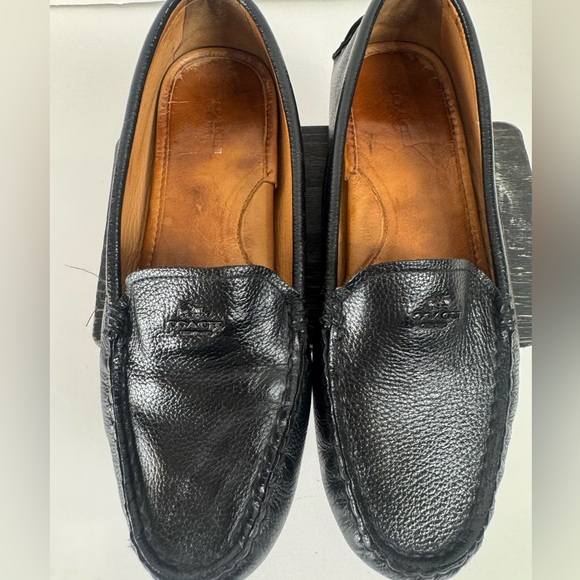 Coach Shoes - Coach Amber Driving Loafers Black Pebbled Leather Moccasins Women's 7.5B